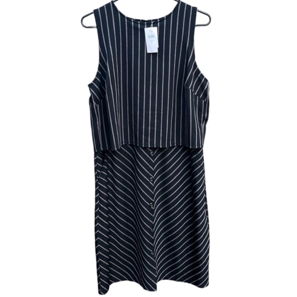NWT J. Jill Ponte Knit Pinstripe Layered Dress Size Medium - Picture 2 of 10